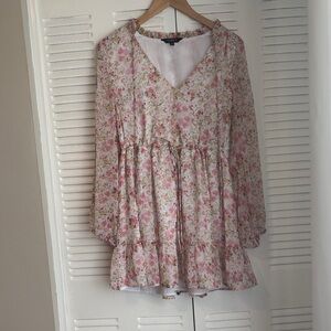 Lucky Brand Floral Peasant Blouse - Pink and White